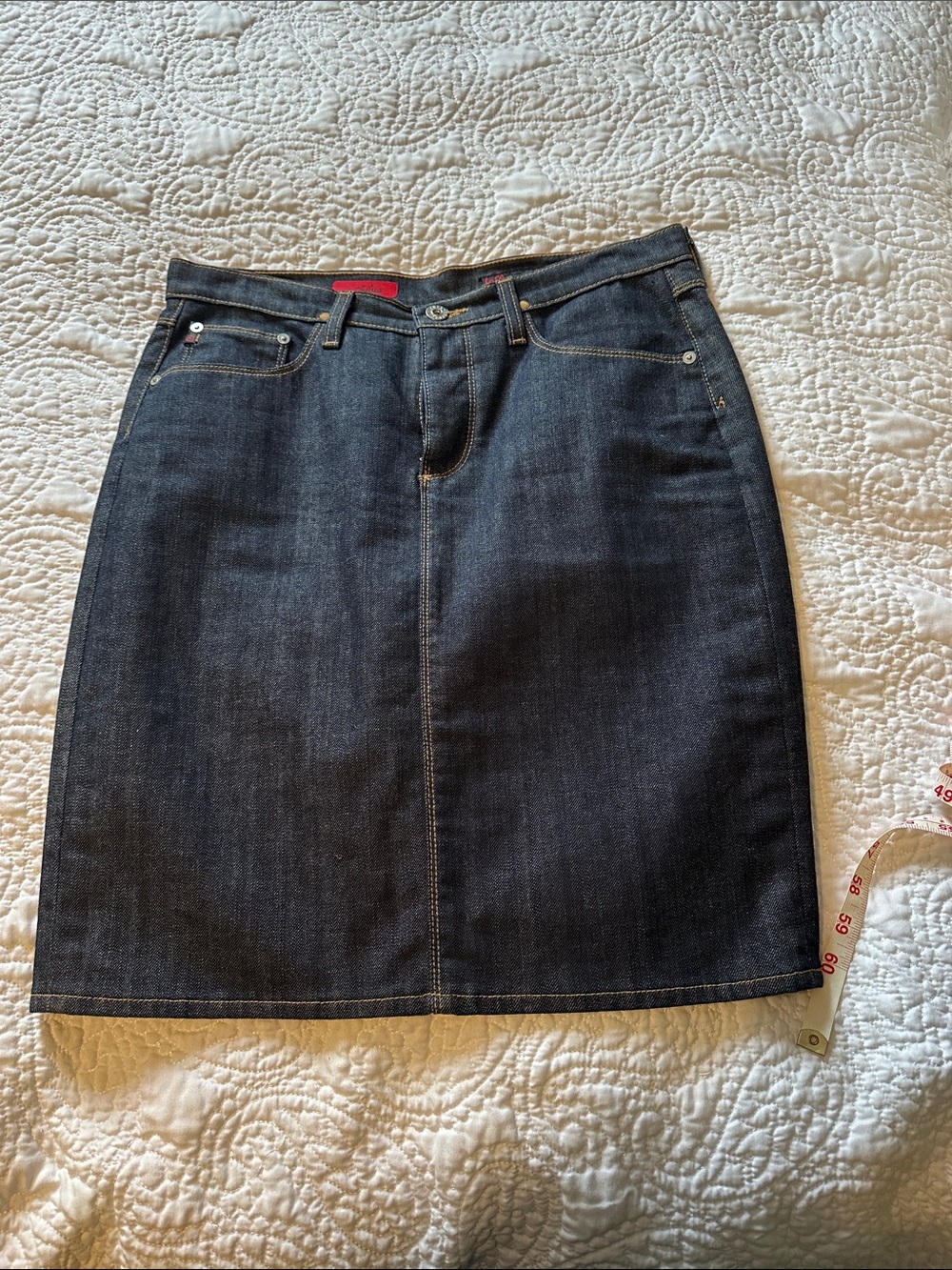 Ag Adriano Goldschmied Dark Blue Denim Pencil Skirt